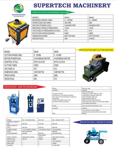 Bar Bending & Bar Cutting Machine, CTM machine, Concrete  mixer