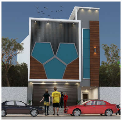 #frontElevation #architecturedesigns #showrooms #3dbuilding