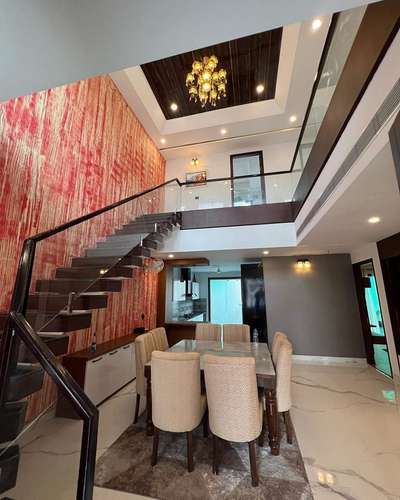 Lobby area with beautiful dining of our high end interior project. #LUXURY_INTERIOR #lobbydesign #diningarea