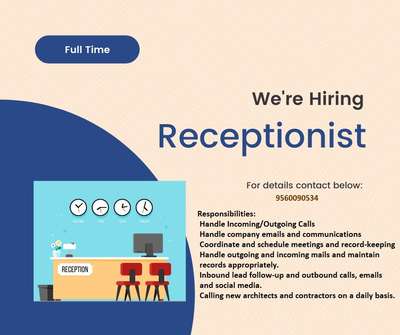 urgent vacancy receptionist for sector 65 noida #receptionist