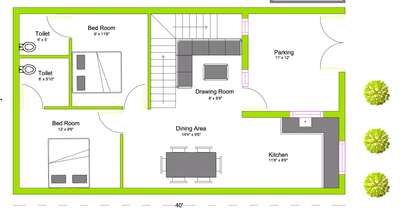 20 x 40 East Facing plan. #FloorPlans #Architect #architecturedesigns #HouseDesigns #HouseConstruction