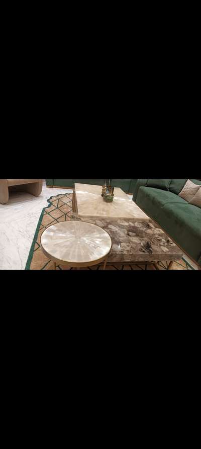white quartz, smoky quartz and sanalite with brass centre table  #InteriorDesigner  #delhiinteriordesign  #noida