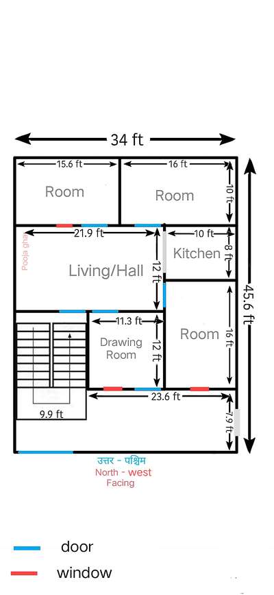 kya vastu ke hisab se yh design sahi hai?
please tell me. वायव्य मुखी home design।