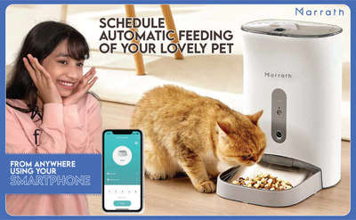 Schedule Automatic Feeding of Your Lovely Pet

Feed your lovely pets automatically at the scheduled time and view them remotely using Marrath Home APP. Whether you are at work, school, travel, busy in the office, or away for the weekend the Marrath smart pet feeder gives you remote control over your pet’s meals schedule. Their tummies stay satisfied while you are busy with your jobs. The pet feeder will send you eating pictures of your pet in real-time and send an alert to your mobile when the food bucket is empty.
HD mini camera 
Feed Pets Automatically 
CE and ROHS Certified
Photographs and Videos
Real-0- Dead Corner 
Feed what do you want
Large capacity 
Dual POWER  supply
keep food fresh
Feed accurately 
Stainless steel
Smart Wi-Fi automatic pet feeder
https://youtu.be/pGtCiqfzEco #automaticpetfeeder