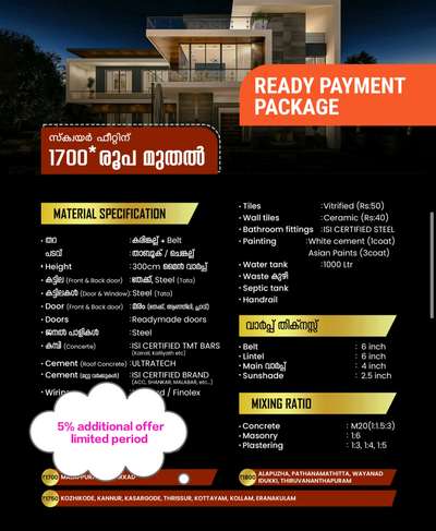 limited 'OFFER' additional 5% of this package‼️booking closing soon❌ 

#keralastyle #keralaart #all_kerala #Malappuram #Kozhikode #Pathanamthitta #Kollam #koloapp #everyone  #viralposts #viral_design_curtains  #newsite
#viralkolo   #Malappuram #Palakkad  #Thrissur #budgethouses #allkeralaprojects #allkerala #mallugram #mallu #bestoffer