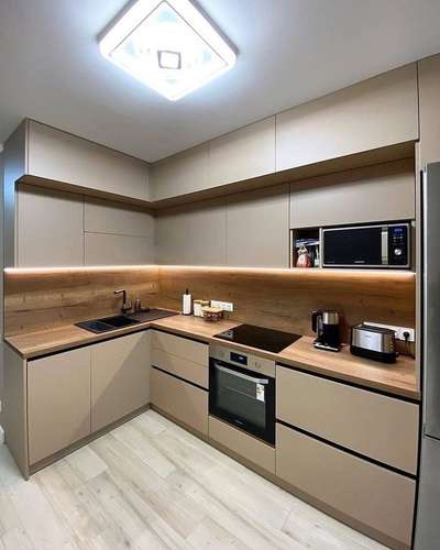 L shaped Modular Kitchen Manufacturers in Noida - Build Craft Associates #lshapedmodukarkitchen #kolointeriordesignersinnoida #kolokitchen