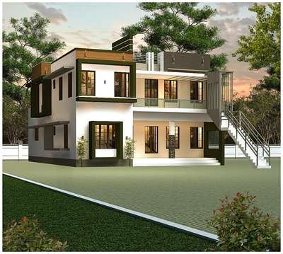 #ContemporaryHouse 1900sqft
double storied House two unit