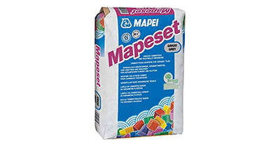 *Mapeset Cementitious Adhesive for Ceramic Tiles*
It is a C1 grade type2 tile  adhesive from MAPEI construction chemicals.
This enough for 4*2 size vitrified or ceramic tiles installation on wall. 
Interior purpose.bag of 40kg,with MRP 1200rs, discounted price 880(including GST)