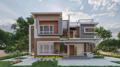 #ContemporaryHouse 
# 2300 sq.ft residence design