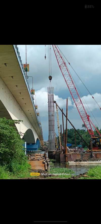 Piling works at Varapuzha site 
 #bridge #piling #pilingsite #WORKSITE