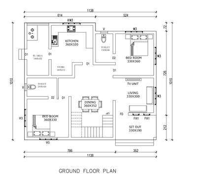 gf plan 1100 sqft