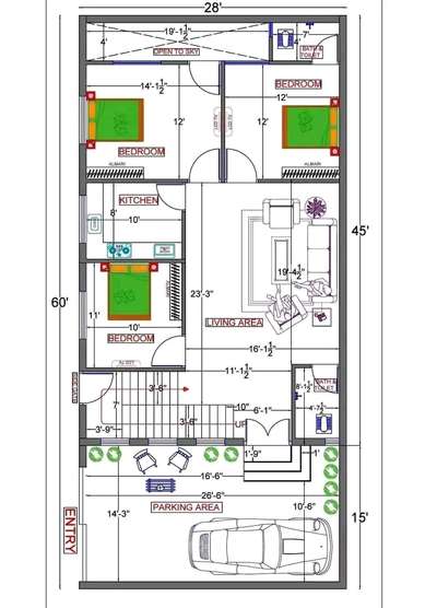 30x60, 28x60 Best Fooor Plan
#Floor-plans