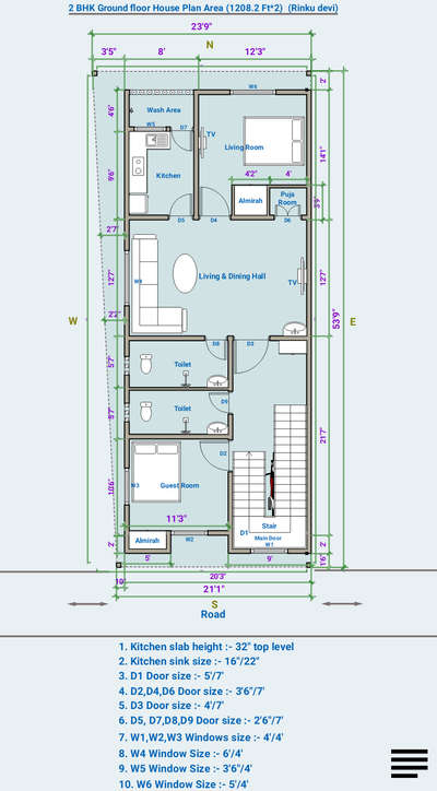 Ground Floor BHK House Plan