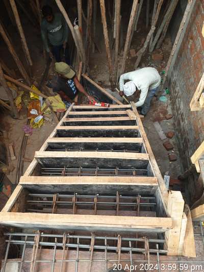 #staircase shuttering & steel reinforcement work...