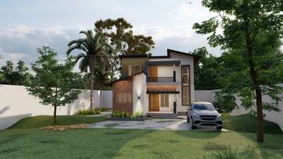 Tropical contemporary 3BHK House   #tropicaldesign  #HomeDecor  #budget-home plan #3d designing #new homestyles #