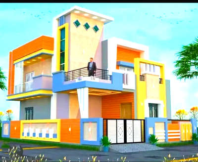 with materiyal  Rs:1199 
 #lc chouhan construction 
#HouseDesigns 
#ElevationHome 
#CivilEngineer