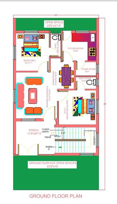 *2D plan Naksha *
Naksha include dimestions of Room & postion of column