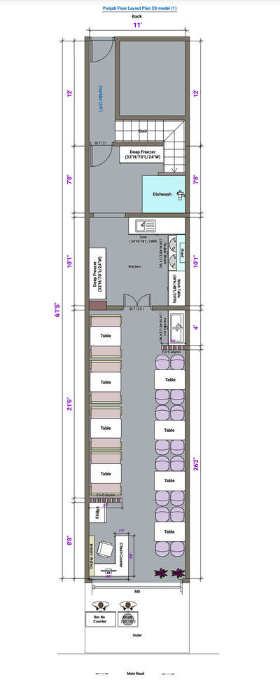 Modern Restaurant 2D layout Plan