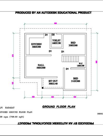 small house plan 😊   798 sqrft
2 bedroom
