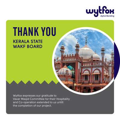 Gratitudes to Kerala Waqf Board for trusting us in the re-strengthening of Vavar Masjid, which stands as an example of religious brotherhood in Kerala.

#WytfoxWithWaqfBoard
#Wytfox@Vavar Masjid
 #ചോർച്ചയില്ലാ_കേരളം 
ചോർച്ചയില്ലാ_കേരളം 
+91 90370 23141