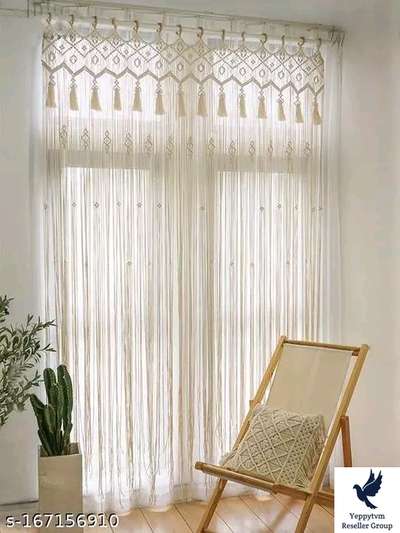 Macrame Curtain Large Boho Woven Wall Hanging Window Curtain Handmade Bohemian Decor for Window Doorway Closet Wedding Backdrop Arch Bedroom Living Room Apartment (40X80) 
Material: Cotton
Opacity: Light Filtering
Length: Door
Type: Premium Curtain
Print or Pattern Type: Embroidered
Size: 7Feet
Net Quantity (N): 1
The Wall hanging does not include wooden dowel / driftwood . # Home decors wedding decors Curtains, Gifts , Wall Decor Macrame Wall Hanging , Wedding Backdrop, Door beads , shower curtain leaf best friend gift , bridesmaid gift , Window curtain These Macrame Curtain Wall Hanging will upgrade your window view, perfect fit for wedding backdrop , bathroom door..

Country of Origin: India