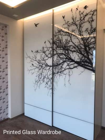 Printed Glass Wardrobe #wardrobedoor  #printedglass  #WardrobeDesigns