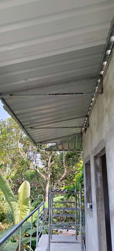 one side roofing work and 
cement board platform