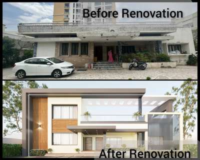 Before and After Renovation. Simple modern house.
#ElevationDesign #architecturedesigns #InteriorDesigner #simpleexterior #costeffectivearchitecture 
 #ElevationHome #HouseDesigns #ContemporaryHouse #HouseRenovation  #WindowsIdeas  #BalconyLighting