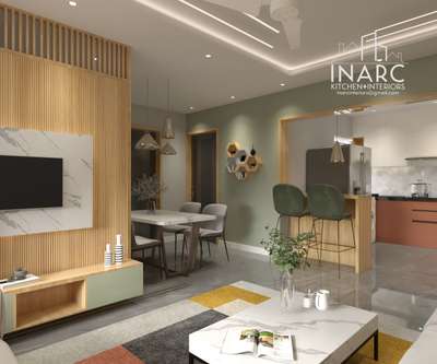 living and dining 3d design  #InteriorDesigner  #LivingroomDesigns  #DiningTable  #FalseCeiling  #ModularKitchen  #OpenKitchnen  #BedroomDecor  #WallDecors  #CeilingFan  #LivingRoomTVCabinet  #Sofas
