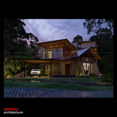 Residence by @nirmika_architecture_
Location: Feroke, Calicut.
Area: 3720 sqft

Amenities: 

• Spacious Master bedroom and additional 4 Bedrooms, with attached bathrooms and walking wardrobes.
• Separate Formal Living space.
• Open dining and Family Living area.
• Upper living area.
• Outdoor Patio.
• Spacious Island kitchen.
• Prayer Room.

Step into a realm where modernity meets the lush embrace of the tropics—a harmonious blend of innovation and nature's grace. The tropical modern residence design unfolds like poetry, breathing life into the vibrant tapestry of the tropical landscape.

With an unwavering commitment to form and function, this design philosophy embraces the inherent challenges and opportunities presented by the tropical climate. It celebrates the essence of tropical living, where light dances through open spaces and warm breezes caress every corner.

#Residencedesign #Architect #keralastyle #moderndesign