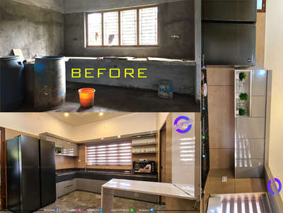 Before and after view of a modular kitchen.