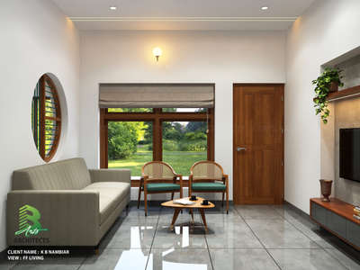 Sleek modern living room with minimalist furniture, wooden accents, and a fresh outdoor view through the large window. 

Client: KB Nambiar
Area : Living Room


#FFLiving #LivingroomDesigns