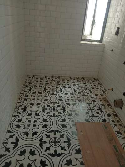white and black tile combination always good  #FlooringTiles  #BathroomTIles  #KitchenTiles