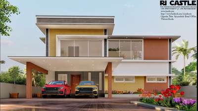 A colorful ✨️ one, Our new design, Location: Aranattukara, Thrissur  #ricastle  #ContemporaryHouse  #ContemporaryDesigns  #ElevationHome  #ElevationDesign  #frontElevation  #High_quality_Elevation  #best_architect  #bestengineer  #Thrissur
