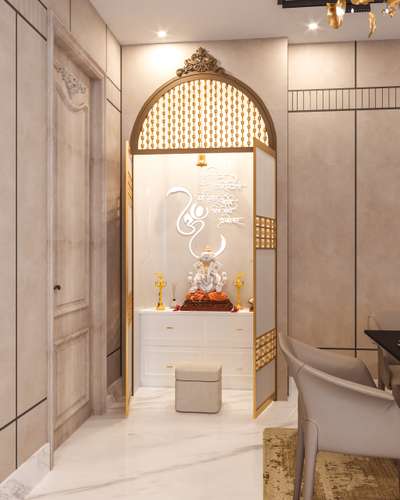 3d design of mandir with the work of mouldings and carving