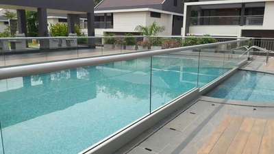 #Aluminum Handrails #Pool railing #GlassHandRailStaircase