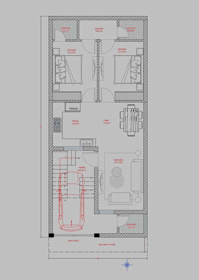 20' x 45' # EAST FACING # 2BHK # CAR 🚗 PARKING # MODERN FLOOR PLAN # 2D PLAN