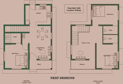 1400sqft. contemporary style house plan. #HouseDesigns #Designs #Nestdesigns #HouseDesigns #HouseRenovation #koloapp