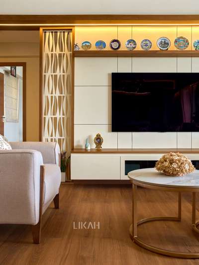 "Less clutter, more character"

A simple TV unit elevated with CNC detailing and a soothing beige-wood palette.