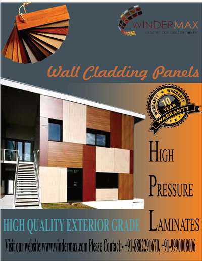 We deal in all types of exterior products 

*HPL wall cladding panels*
*ACP/HPL wall cladding panels*
*WPC wall cladding panels*
*PVC wall cladding panels*
*Aluminium wall cladding panels*
*Colour rivets*
*WPC louvers 

*Dealers and distributors discount also available*

Winder max start Civil Construction work , Interior Execution work Contract , Turnkey project & Collaboration.
We are based in Delhi 
We take project all over India . We execute different types of project as:-
Commercial 
Residencial 
Factories & Industrial. 
Old & New Building, Repair, Renovation & Maintence work .

Any requirement or quary please contact us

www.windermax.com
www.pvcpanelindia.com
www.elegantcontruction.com