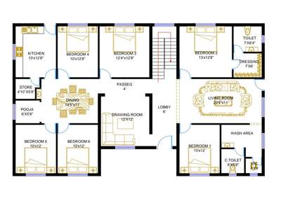 6bhk house plan #NorthFacingPlan #6bhk #groundfloorplan