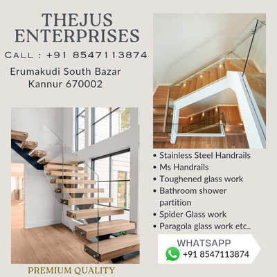 Premium Quality Glass Handrail
@ThejusEnterprisesKannur

#handrail #handrails #toughenedglass #stainlesssteel #glasshandrail #woodenhandrail #jindalstainless #jindal #kannur #balcony #stair #staircase #staircasedesign #construction #railing #kakkad #southbazar #talap #pallikunnu #podikundu #puthiyatheru #valapattanam #thaliparamba #cherukunnu #pallikulam #kannadiparamba #thana #chova #melachova #elayavoor