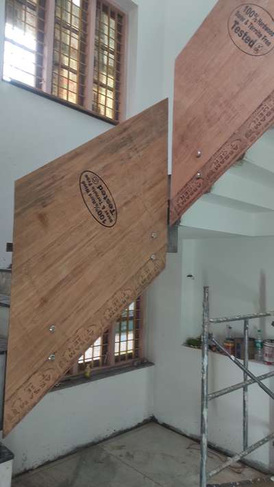 wood and glass handrail template making . site: omalloor Pathanamthitta