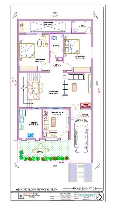 31'-6" x 60'-0" east facing duplex plan #DuplexHouse #EastFacingPlan #FloorPlans