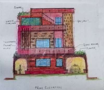 elevational sketches #ContemporaryHouse   #rendering  #ghaziabad