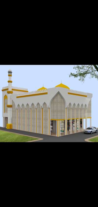 3d Elevation concept design for a heritage Sunhari masjid of delhi