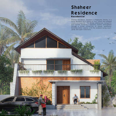 Residence at Alappuzha crafted for serenity—public and private zones gently separated, connected by a central bridge, with a tranquil courtyard and reading corner shaping a warm, soulful sense of home.
 #residence  #3d #FloorPlans #HouseDesigns 
#ElevationHome