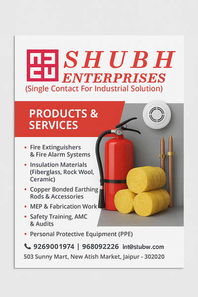 1. Fire Fighting & Safety Systems

Supply & refill of ISI‑marked fire extinguishers (ABC, CO₂, dry powder, foam)

Fire hydrant systems, hoses, nozzles, and fire-rated doors

Fire alarm & detection systems, smoke detectors, PA systems

Annual Maintenance Contracts (AMC), servicing, and fire audits
(All fire safety equipment carry a 3‑year company warranty)
