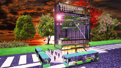 3ds max new work evening seen Bus stand exterior design model final image 
 #