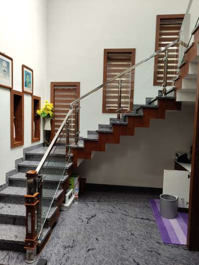 Glass Railing more safety  #KeralaStyleHouse  #handrails  #GlassHandRailStaircase  #StainlessSteelBalconyRailing